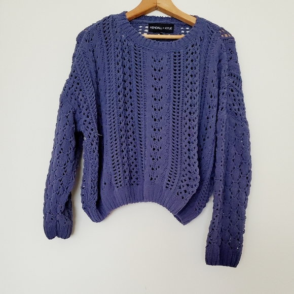 Kendall & Kylie blue knit open crop sweater - Picture 4 of 9
